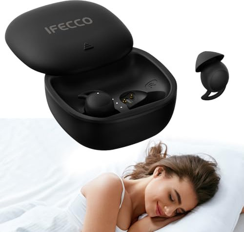 IFECCO Écouteurs de Sommeil Bluetooth 5.3 – Mini écouteurs Intra-Auriculaires Souples, Invisibles pour Les Personnes Dormant sur Le côté, pour Le Sommeil, Le Sport, l'entraînement, Le Yoga, Les