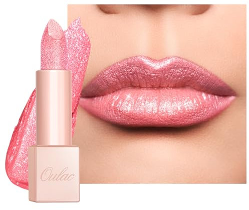 OULAC Rouge a Levre Pailleté Rose, Très Pigmenté Finition Lustrée Diamant, Texture Fine, Formule Hydratante Longue Durée, Maquillage Des Lèvres Pour Attirer le Regard, Vegen (D08) Pop Stars