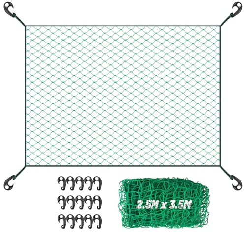 YedZen Cargo Net, 2.5 x 3.5m / 8.2 x 11.5ft, Safety Trailer Net with 15 Hooks, Cargo Netting for Pickup Truck, Van, Load Secure