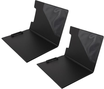DIYEAH Lot De 2 Presse-papiers A4 Plastique Noir Clips, Chemises De Fichiers Rigides Pour Organisation De Documents Bureau Et École