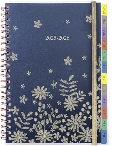 Terminplaner 2025 2026 A5 Ringbuch mit uhrzeiten, Kalender 2025 2026 Wochenplaner 1 Woche 2 Seite mit Monatsübersicht, Tasche, Spiralbindung Planer 2025/2026 Terminkalender Buchkalender, Aug.25-Jul.26