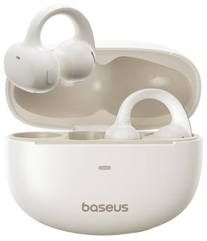 Baseus Bowie MC1 Casque Ouvert, Écouteurs à Clip avec Son Impressionnant, Renforcement des Basses Adaptatif, Bluetooth 5.4, Réduction du Bruit Lors des Appels, Couleur-Blanc Stellaire