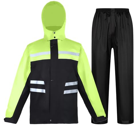 Taoyoule Reflektierend Wasserdichte Regenjacke und -hose Regenkombi Wasserdichter Anzug für Herren Regenanzug-Set Angelbekleidung Regenmäntel