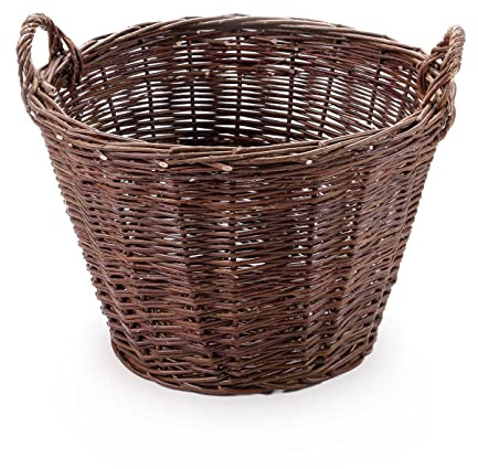 Wiklinowy Świat - Panier en osier Ø60 cm - Panier pour bois de cheminée, panier à pommes de terre, panier à fruits, panier de remplissage, panier à anse en tresse de saule pour les courses, en couleur