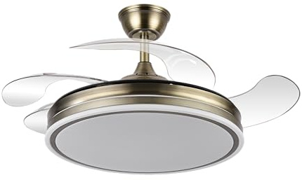 LUMIKING Ventilador de Techo con Luz LED 59W – Motor DC 32W Silencioso – Aspas Retráctiles – 3 Tonos de Luz 3000K/4000K/6500K Dimable – Regulable con Mando y Temporizador (Cuero 1, 107 cm)
