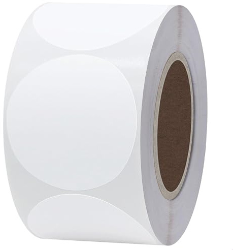 500 Stück Runde Aufkleber Weiß/Weiss, 50 mm Selbstklebende Markierungspunkte, Farbkodierung Etiketten Punktaufkleber, Klebeetiketten Klebepunkte für DIY Büro Kalend, Round Adhesive Dot Sticker White