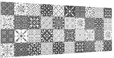 micasia Fond de hotte avec support épaisseur 4mm à motifs crédence cuisine avec motif verre trempé panneau mural gris crédence en verre imitation carrelage cuisine 1747 (125x50cm)