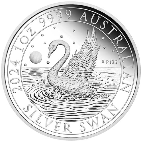Generisch Australian Schwan 1 Unze Silbermünze 2024, 31,1 Gramm 999/1000 Feinsilber in Münzkapsel