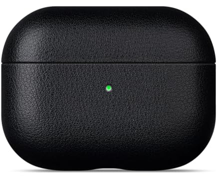 Haobobro Echtes Rindleder Case für AirPods Pro 3. Generation Leder Hülle | Handgefertigt AirPods Pro 3 Lederhülle - Stoßfest Air Pods Pro 3 Ledercase - Top Grain Leather Schutzhülle - Schwarz