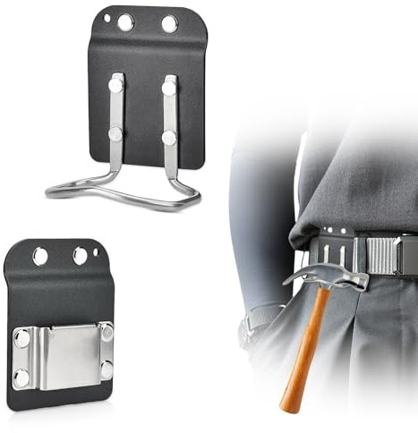 2 Stück Hammerhalter für Gürtel, Robust Bohrer-Clip 304 + Nylon Hammer Halterung Gürtel, Nicht Leicht Abzufallen, Geeignet für Akkubohrer, Schlagschrauber, Nagler, Maßband, Hämmer, Äxte