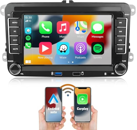 SIXWIN 2+64G Android 13 Autoradio für VW Golf 5 Golf 6 Skoda Polo Passat Tiguan Touran mit Carplay/Android Auto/Mirrorlink,7 Zoll Touchscreen mit WiFi GPS Bluetooth FM RDS Radio EQ 2USB Aufladen