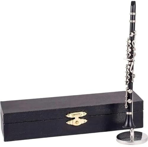 Ornements de Trompette Clarinette Miniature fabriquée à la Main Instrument de Musique plaqué Or Ornement pour la Maison(15cm)