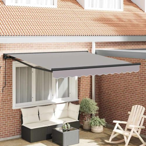 Infällbar markis ljusgrå 300 x 250 cm, polyester och metall, väggmontering för terrass, trädgård, utomhus, UV-skydd, väderbeständig