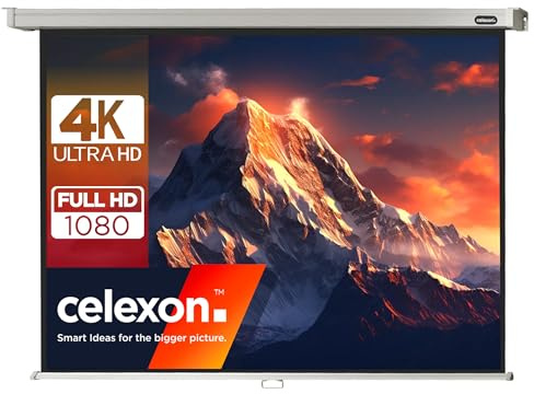 celexon Professional Rollo-Leinwand 75 | 160x120 cm 4:3 | manuell ausziehbare 4K, Full-HD Beamer-Leinwand für das Büro & Heimkino-Projektionen | Wand- & Deckenmontage/ zum Aufhängen