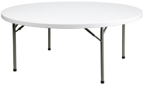 Flash Furniture Elon 6' Round All-Occasion Plastic Folding Event Table, Foldable Portable Banquet Table for Indoor/Outdoor Events, White