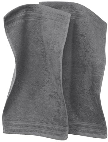 Erwin Müller Gästetuch Heidelberg 2er- Pack 100% Baumwolle anthrazit Größe 30x50 cm - leichte Qualität, saugstark, schnelltrocknend, kompakt - ideal für Sport, Strand, Reisen