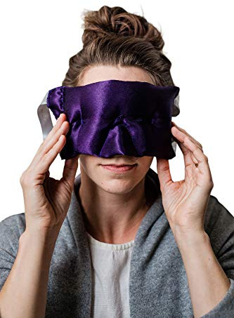 Victoria's Lavender Luxury Aromatherapy Lavender Eye Mask Pillow - Ideal for Hot or Cold Applications, Weighted Eye Compression, Meditation Silk Eye Mask, Made in the USA (Colors May Vary)