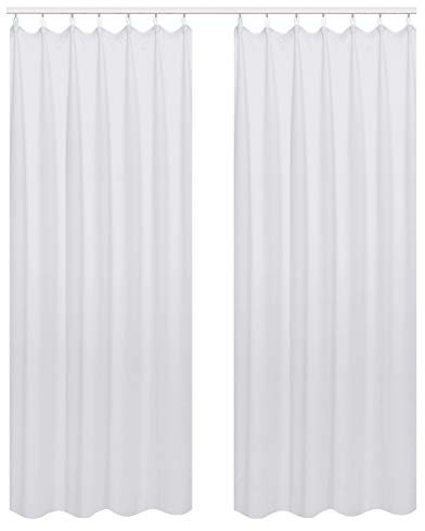 WOLTU Vorhang Blickdicht Gardinen mit Kräuselband für Schiene, 2er Set Leichte & weiche Verdunklungsvorhänge wärmeisolierend Thermovorhang Kälteschutz für Wohnzimmer Schlafzimmer, 135x225cm, Grau Weiß