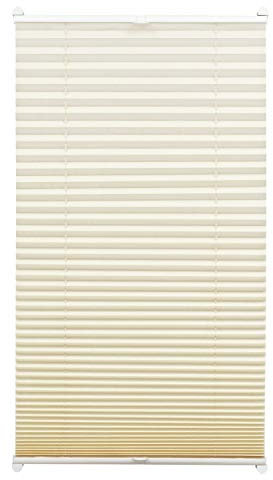 GARDINIA EASYFIX Plissee ohne Bohren, Zum Klemmen, Blickdichtes Falt-Rollo, Inkl. Aller Montage-Teile, 2 Bedienschienen, Elfenbein, 45 x 130 cm