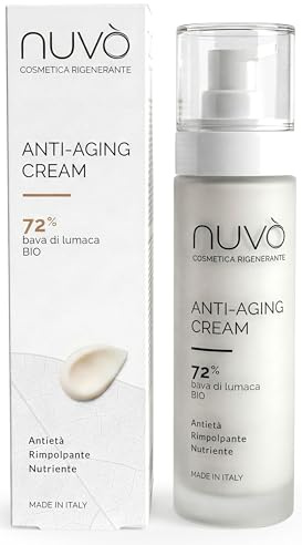 Nuvò, Crème Visage Anti-ride à la Bave d'Escargot Bio 72%, Anti-Âge, 50 ml | avec acide hyaluronique, huile d'argan, vitamines C et E, effet anti-âge, femme et homme, Made in Italy