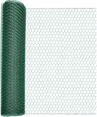 Windhager Kleintiergeflecht, Sechseck-Geflecht, Drahtzaun für Hasen und Hühner, Dachrinnenabdeckung, Maschenweite 13 mm, 0,5 x 2,5 m, grün