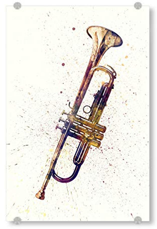 artboxONE Acrylglasbild 30x20 cm Musik Trumpet Abstract Watercolor - Bild Trompete Aquarell Aquarell