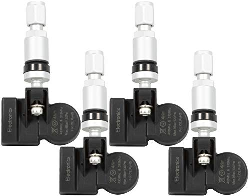 4 Reifendrucksensoren RDKS Sensoren Reifenkontrollsystem Metallventil in Silber passend für Escalade Cruse Malibu Matiz Silverado Spark Suburban Cobalt Lacetti Orlando