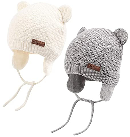 DRESHOW Unisex Baby Mössa Baby Hatt Söt Björn Småbarn Öronficka Mössa Varm för Höst Vinter