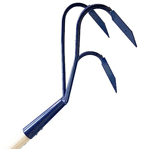 Gartenkralle Grubber für Garten aus Qualitätsstahl Jätegrubber mit langem Stiel aus Kiefernholz Unkrautentferner Kultivator mit 3 Zinken Gartenhacke Unkrauthacke 160 cm