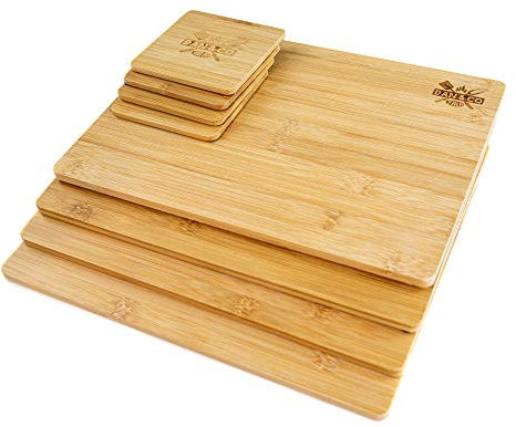 Dan&Co Solid Wooden Placemats and Coasters Set of 4, Stylish 8 Pcs Bamboo Place Mats for Table and Drinks Coasters, Wipe Clean, Nonslip, Heat, Stain Resistant Dining Table Mats | 29cm x 19cm x 1cm