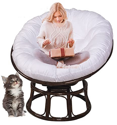 SRHWBF Polster Für Papasansessel Auflage Papasan Stuhlkissen Dicke Runde Sitzpolsterung Bequeme Übergroße Liege Wicker Hanging Egg No Chair (White Ø160cm/63 in)