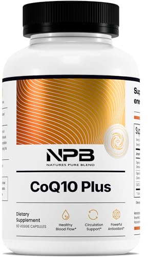 Nature's Pure Blend CoQ10 Plus – Antioxidant Formula with Arjuna & Shankhpushpi – CoQ10 Ubiquinol for Circulation, Blood Flow & Energy – Coenzyme Q10 Supplement for Immune System – 60 Capsules