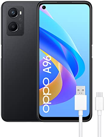 OPPO A96 – Smartphone 128GB, 8GB RAM, Dual SIM, Pantalla 6,59”, Cámara 50MP+2MP, Cámara selfie 16MP, Batería 5000mAh, Carga Rápida 33W - Negro