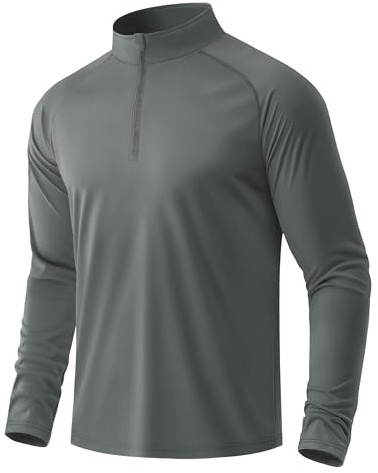 MAGCOMSEN Men's 1/4 Zip Long Sleeve T Shirt Sun Protection UPF 50+ Tops | Running Sports Gym Outdoor Top, Summer Quick Dry Lightweight Polyester T-Shirts