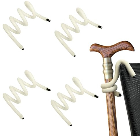 Walking Cane Bendable Halter-Gehstock-Speicher-Grabber-Aufhänger, Krücke Reaching Zubehör für die Befestigung von Krücke an Stuhl, Walker, Mobility Roller, 4-Pcs
