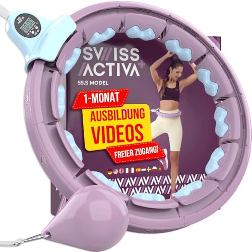 Swiss Activa+ S5.S Silent Hula Hoop Reifen Erwachsene mit Zähler 60-112cm - Extra leiser - Fällt Nicht runter für Frauen zum abnehmen - Smarter Fitness mit Gewicht