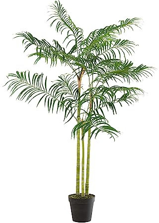 J-Line Palmier Bambou en Pot Plastique Vert/Noir Small