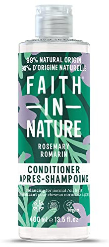Faith In Nature, Après-Shampooing Naturel au Romarin Faith In Nature, Rééquilibrant, Vegan & Cruelty Free, Sans Parabènes & SLES, Pour Cheveux Normaux à Secs, 400ml