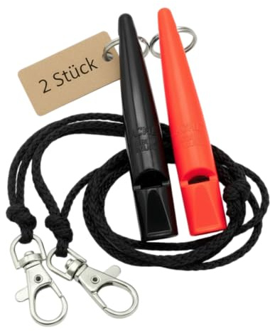 ACME Hundepfeife No. 211,5 mit Pfeifenband | Im Doppelpack | 2 Pfeifen inklusive 2 Bänder | Ideal für den Rückruf - Laut und weitreichend (Black + DG Orange)