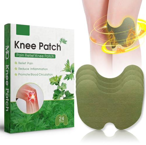 Knee Pain Relief Patches,24PCS Large Knee Patches Pain Relief Plaster Promote Blood Circulation Heat Patches,Pain Wormwood Relief Patches Pain Relieving for Neck/Knee/Muscles Joints Pain