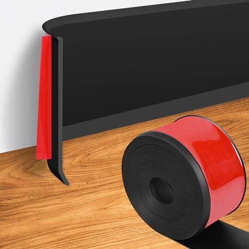 Moldura de zócalo de pared de 4 pulgadas x 53 pies, tira de vinilo autoadhesivo flexible para pared, suelo, esquina y decoración del hogar, color negro