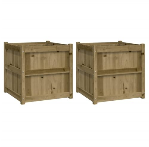 vidaXL Jardinières 2 pcs, Lits Surélevé, Bacs à Fleurs, Pots de Plantes, Boîtes à Fleurs Jardin Patio Terrasse, Bois de Pin Imprégné