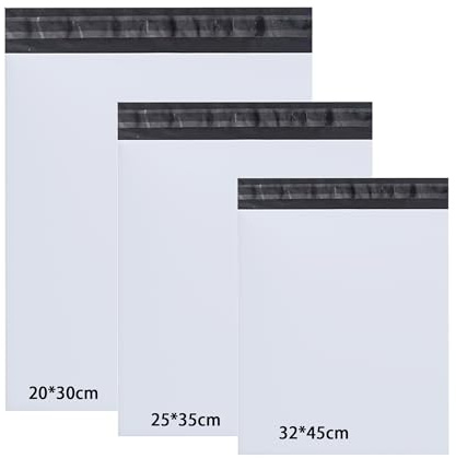 Rshuhx Versandbeutel Plastik Versandtaschen 20cm*30cm/ 25cm*35cm/ 32cm*45cm Versandtüten für Kleinteile Kleidung und Textilien Selbstklebend und Blickdicht (3 Tailles Mixed 30pcs Weiß)