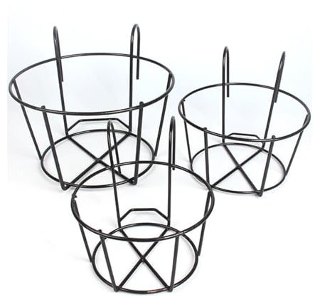 3 Pièces Support Fleurs Rond Crochet,Support Jardiniere Balcon Rond,Support Pot Métal Clôture,Pot Plante Garde Corps Suspendu Clôture,Convient for Balcon,Jardin,Clôture,Intérieur
