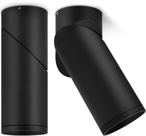 KYOTECH 2 Pcs Faretto da Soffitto Orientabile Nero, Faretti LED Soffitto con Attacco GU10, Faretti Soffitto in Alluminio, Rotondo Faretto da Parete o Soffitto, 58 x 150 mm, Lampadina Non Inclusa