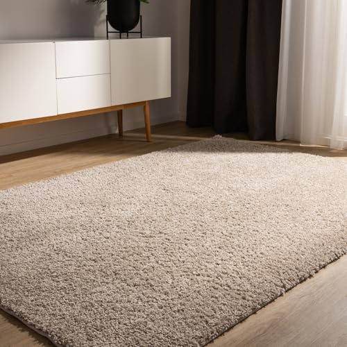 benuta Basic Tapis Poil Long Sohari - Beige 60x120 cm - Lavable - Minimaliste - Doux - pour Chambre, Couloir, Salle à Manger - Compatible avec Chauffage au Sol