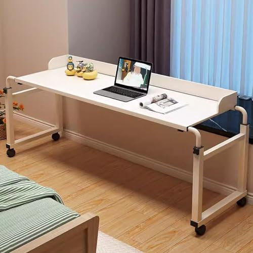 ZHFASDS Bureau Roulant Lit à roulettes,Table De Lit CroiséE Table De Lit Amovible avec Table Mobile RéGlable en Hauteur Et en Longueur Bureau De Chevet Mobile pour Ordinateur Portable(Color:Blanc)