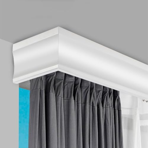 HIQACTLIF Three-in-One Curtain Track Double, Double Track Curtain Rail Baffle Rail Integrated Ceiling Mounted Double Curtain Track, Rail Box Pelmet Sliding Rail Customizable(250cm/98.4in/8.2ft)