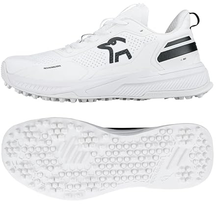 Kookaburra KC Players - Zapatos de críquet con Suela de Goma, Color Blanco/Negro, Talla 9