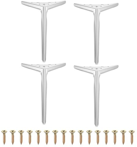 sourcing map 4Pcs Metal Furniture Legs, 10 (Silver) | Triangular,Heavy Duty,Furniture Feet,DIY Replacement Dresser Legs for Bed, Table, Cabinet, Sofa Chair